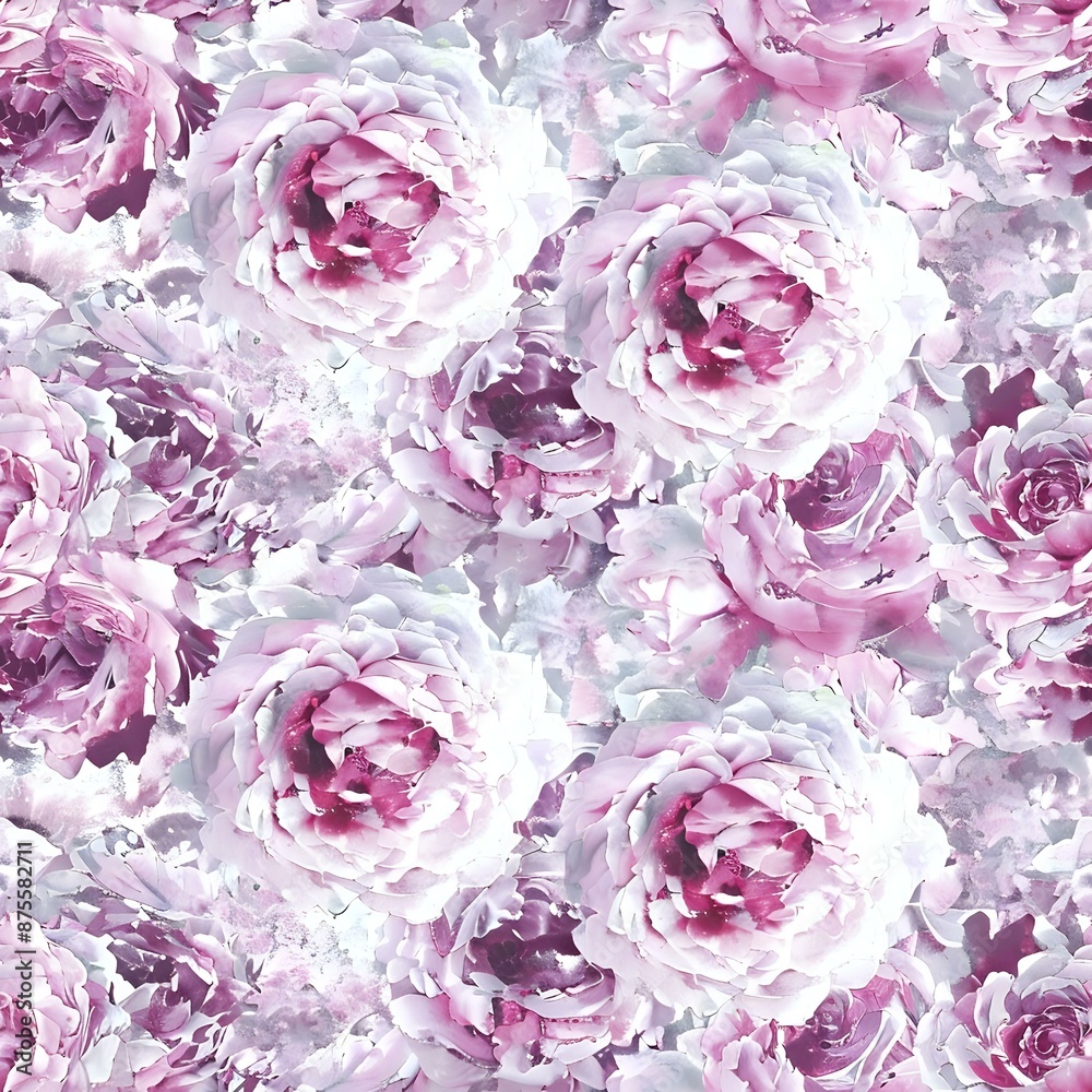 Obraz premium Watercolor Style Pink Rose with Pixelated Grid