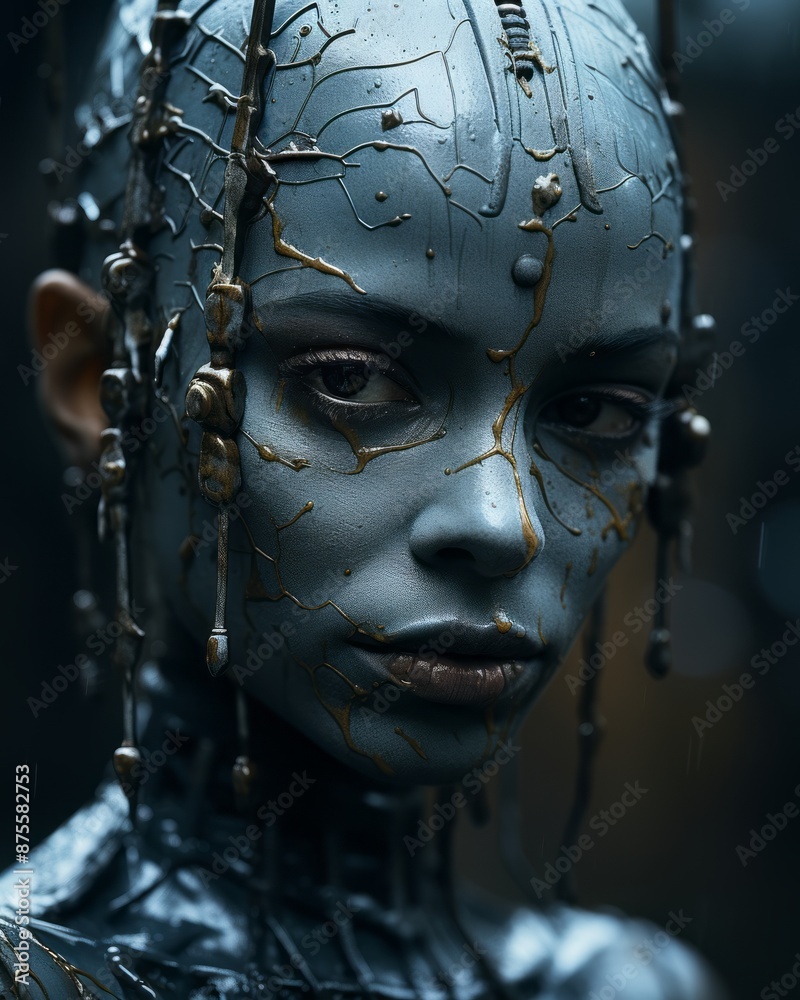 a close up of a woman in a futuristic costume a close up of a woman in a futuristic costume