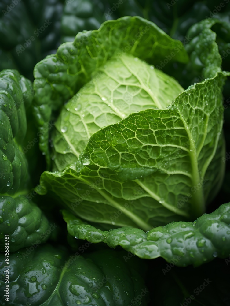 Fototapeta premium a close up view of a green cabbage