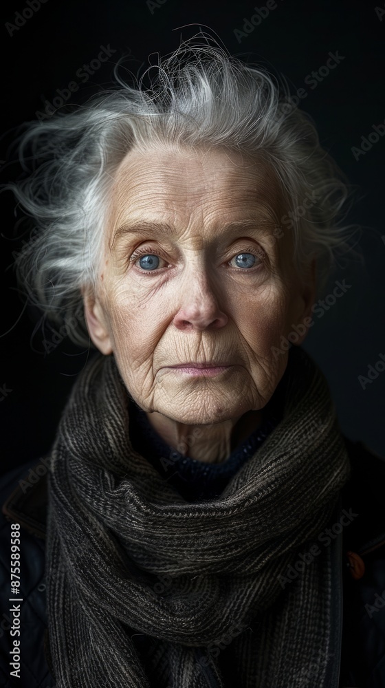 Swedish elderly woman with a calm expression