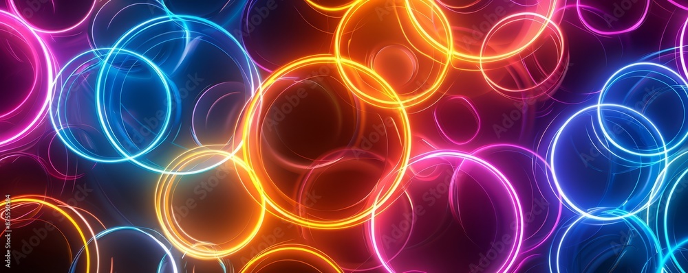 Repetitive patterns of neon circles