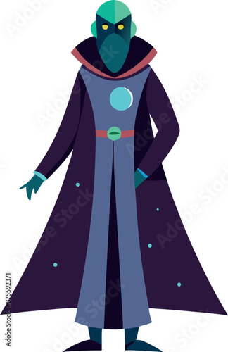 Mysterious Alien Character Standing in Dark Cloak