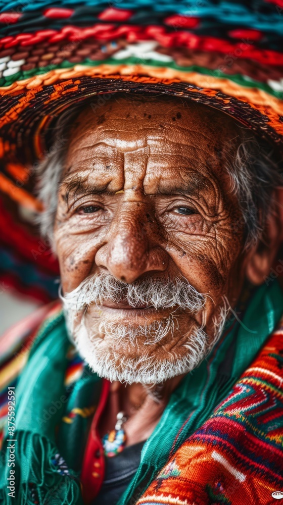 Elderly Mexican man with a festive sombrero Elderly Mexican man with a festive sombrero