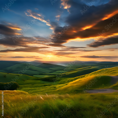 sunset over the field