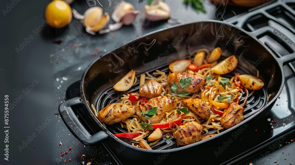 Delicious Shrimp and Tofu Pad Thai in Air Fryer. Delicious Shrimp and Tofu Pad Thai in Air Fryer.