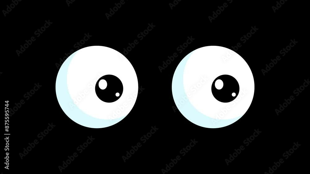 blinking eyes animated icon round eyes blinking and glancing right and left looping green screen 4k