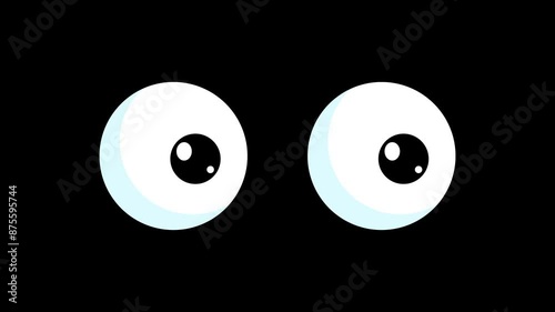 blinking eyes animated icon round eyes blinking and glancing right and left looping green screen 4k