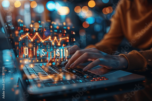 Businessman Using Laptop with Upward Arrows Showcasing Skill Development Growth Employee Upskill Reskill Training Education Learning for Digital Transformation