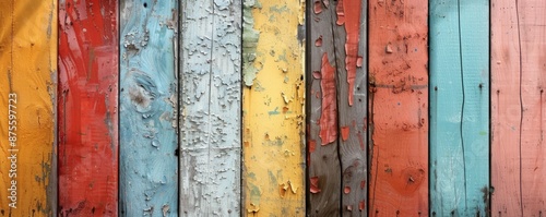 Painted wooden boards with worn texture © peppastock2