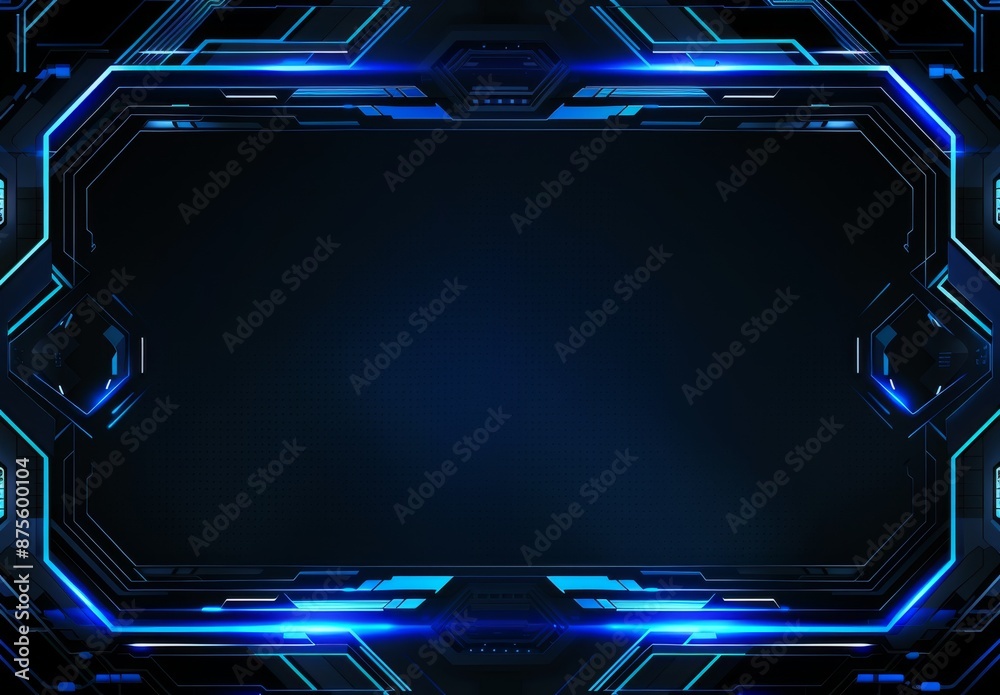Black blue vector rectangle frame border with futuristic technology background. Black blue vector rectangle frame border with futuristic technology background.