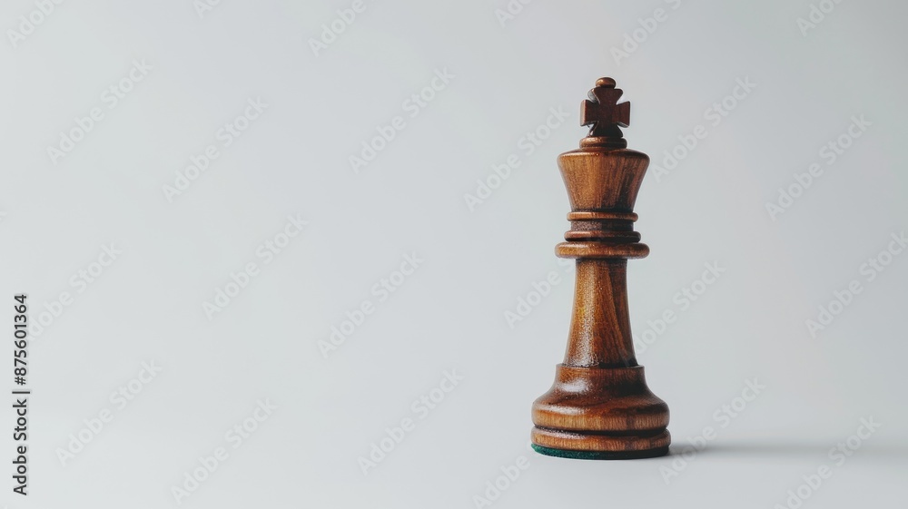 Wooden king chess piece stands on smooth surface Wooden king chess piece stands on smooth surface