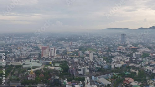 Wallpaper Mural Aerial view of residential neighborhood roofs with fog mist in rainy season. Urban housing development from above. Top view. Real estate in Phuket, southern province city, Thailand. Torontodigital.ca