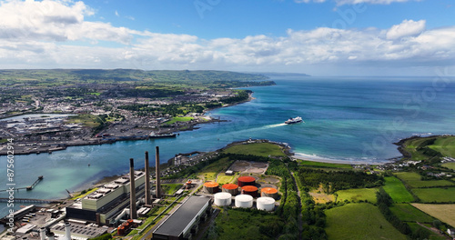 Aerial View of P&O Car Ferry’s The European Causeway and European Highlander detained in Larne Cairnryan Scotland to Larne N Ireland 07-07-2024 photo