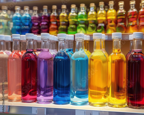 Colorful Bottled Liquids: Showcasing Specialty Chemicals in Cosmetics and Personal Care