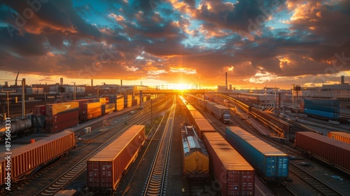 a port with cargo containers and freight