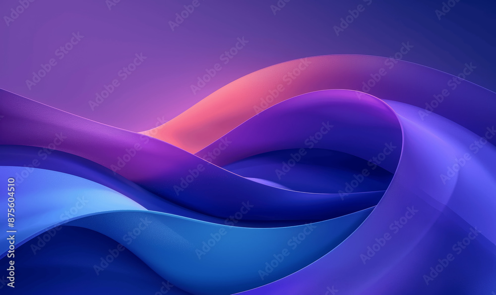 Fototapeta premium Colorful Abstract Blue and Purple Gradient 3D Curved Shapes Minimalist Geometric Design Wallpaper