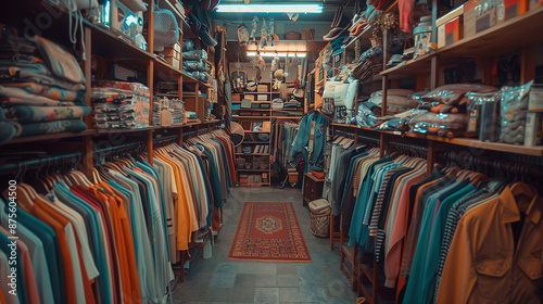interior of a second hand vintage clothes shop
