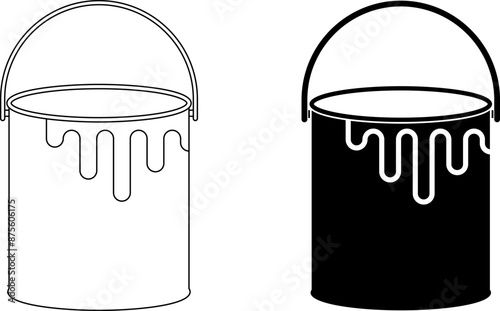 side view paint can icon set