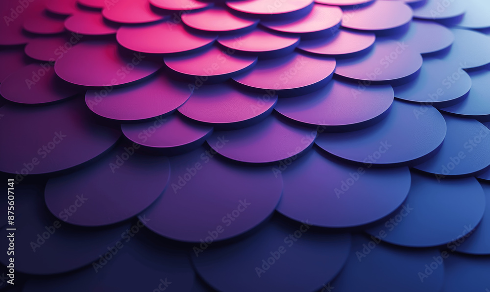 Blue Gradient Circles in 3D Render on Purple Background
