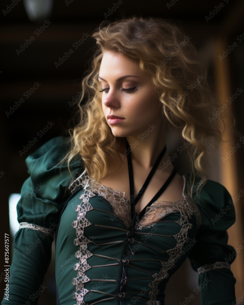 a woman wearing a green dress a woman wearing a green dress