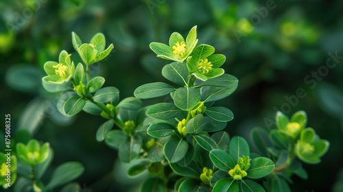 3D illustration of hologram showcasing Tribulus Terrestris benefits for boosting testosterone, depicting strong muscles and enhanced vitality in a medical healthy advertisement