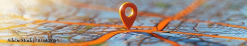 Location Pin Icon on City Map Indicating Position and Direction, Highlighting the Importance of Navigation and Geographical Awareness, Perfect for World Tourism Day Promotions photo