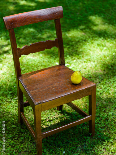 pear on a chair