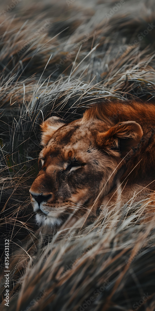 Naklejka premium Leoa Descansando nas Pradarias