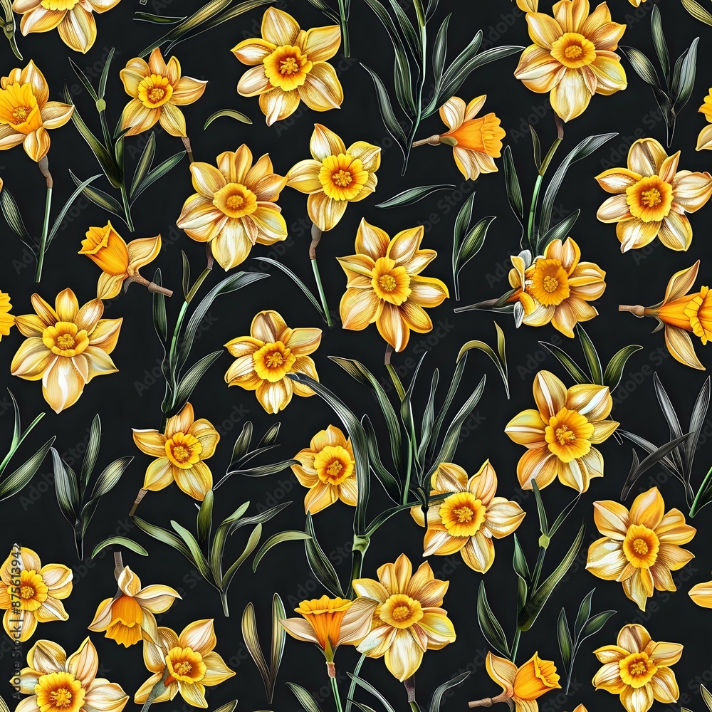 Delicate Daffodil Floral Pattern in Soft and Subtle Color Palette Delicate Daffodil Floral Pattern in Soft and Subtle Color Palette