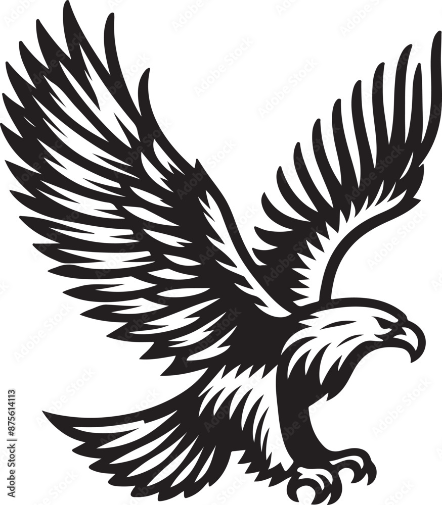 Fototapeta premium Hand drawn ”flying eagle” silhouette vector art illustration image