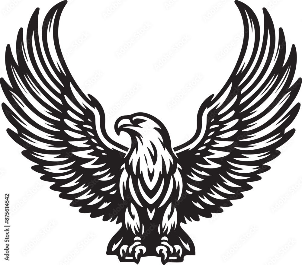 Fototapeta premium Hand drawn ”flying eagle” silhouette vector art illustration image