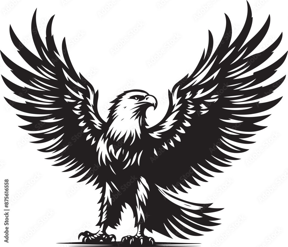 Obraz premium Hand drawn ”flying eagle” silhouette vector art illustration image