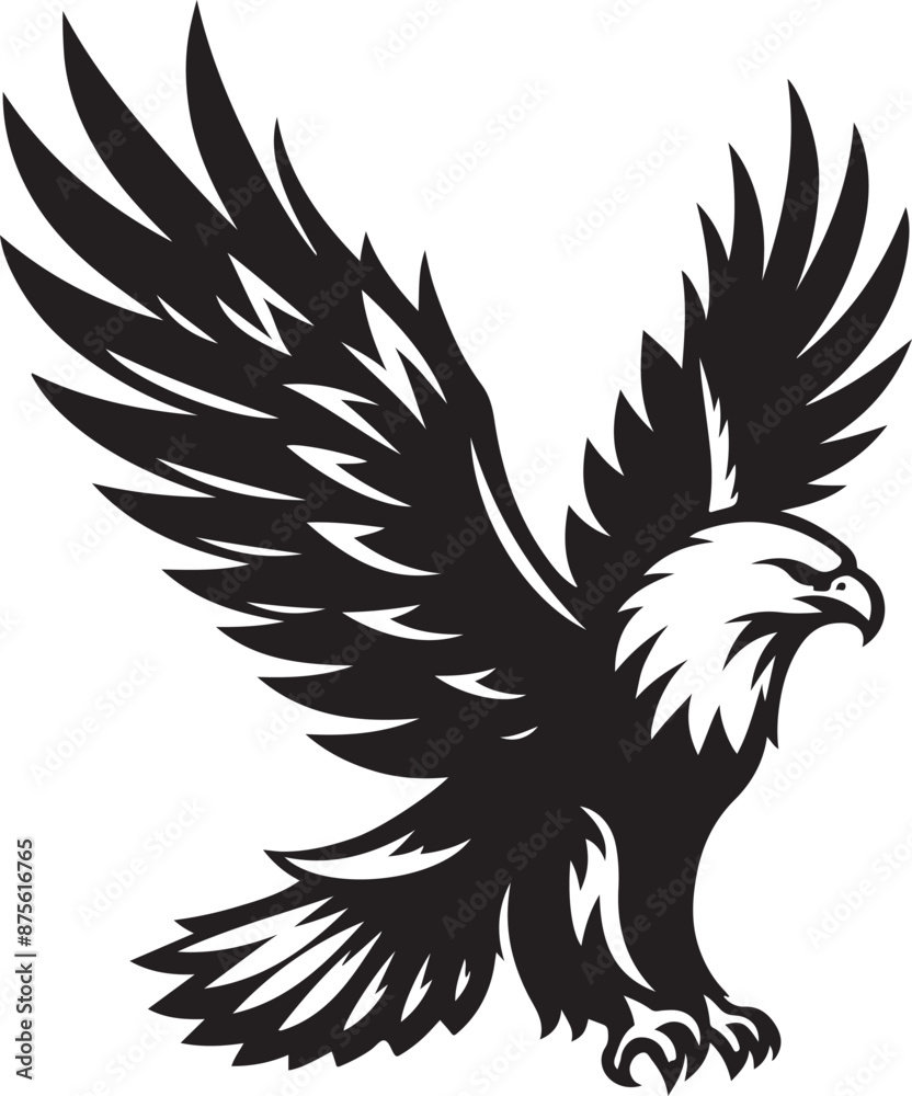 Hand drawn ”flying eagle” silhouette vector art illustration image Hand drawn ”flying eagle” silhouette vector art illustration image