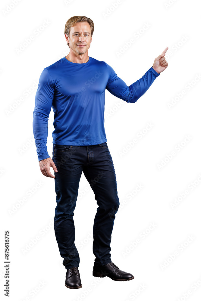 portrait of a man in casual attires standing and pointing
portrait of a man in casual attires standing and pointing