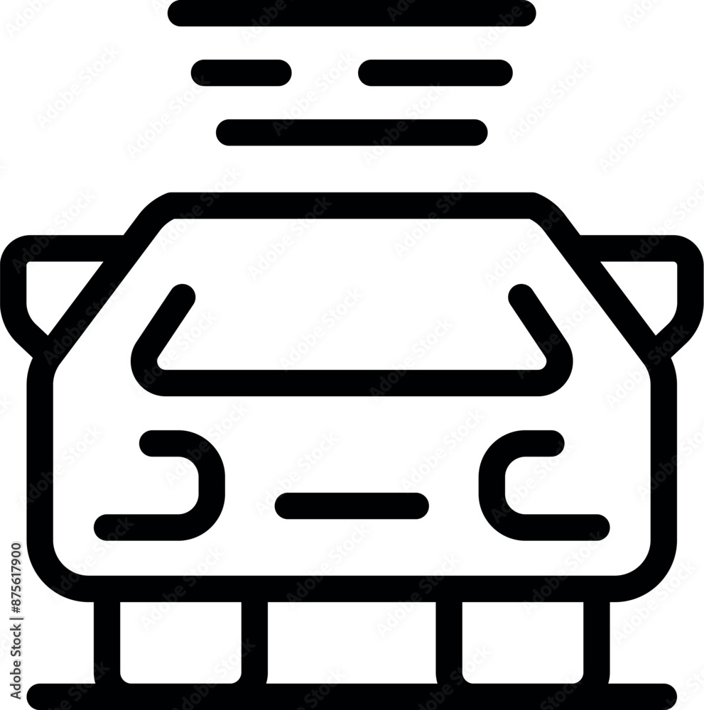 Black outline icon of a modern car parking and leaving smoke coming from its exhaust pipe Black outline icon of a modern car parking and leaving smoke coming from its exhaust pipe