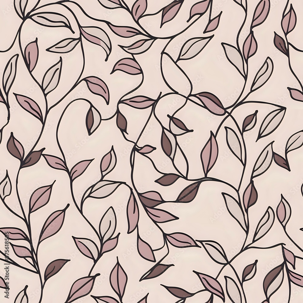 Fototapeta premium Delicate Floral Pattern with Small Blue Flowers and Thin Dark Stems