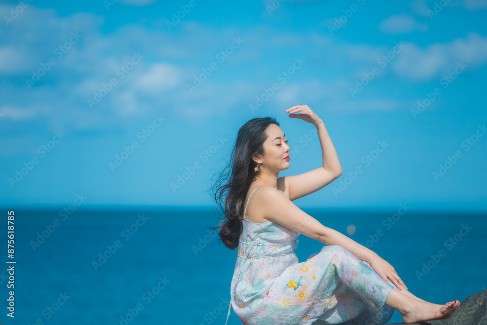 Dublin, Ireland - Oriental women at the seaside town Dublin, Ireland - Oriental women at the seaside town