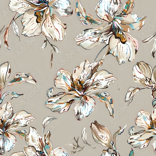 Wallpaper Mural Bold Floral Geometric Fabric Pattern in Dark Blue and Pink Torontodigital.ca