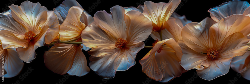 Fototapeta premium Isolated vibrant hibiscus flower in full bloom against a black background