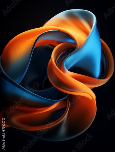an abstract blue and orange swirl on a black background