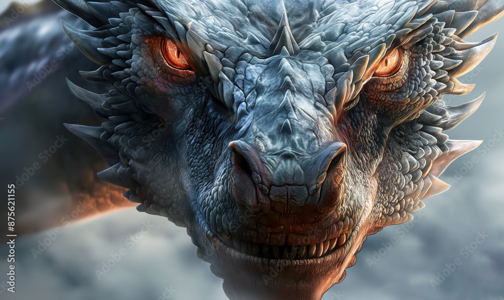 Mighty Dragon's Stare: Detailed and Powerful Fantasy Celestial Creature. Mighty Dragon's Stare: Detailed and Powerful Fantasy Celestial Creature.