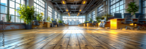 Empty wooden table with a blurred interior background, ready for product display