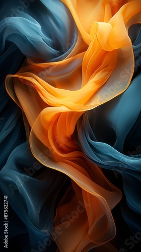 an abstract image of blue and orange fabric