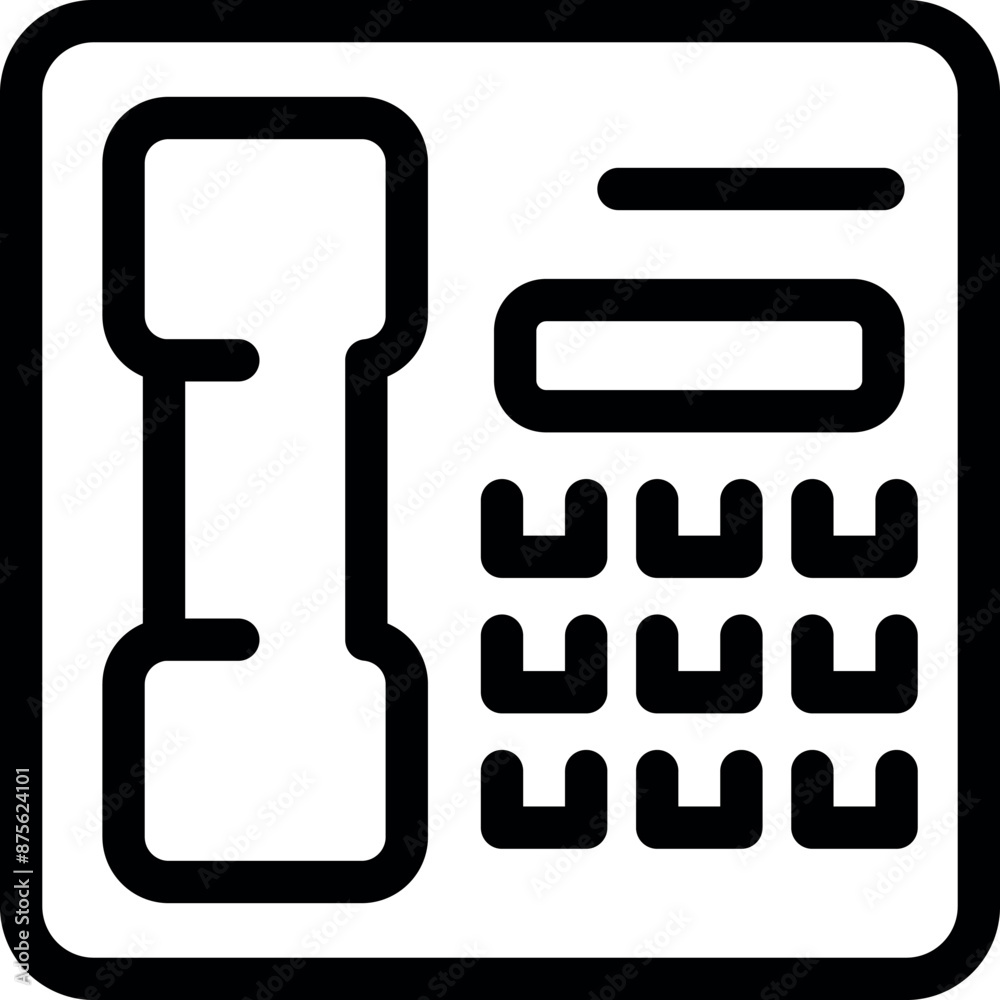 Black and white icon of an office phone showing the concept of communication Black and white icon of an office phone showing the concept of communication