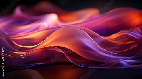 an abstract image of purple and orange waves on a black background
