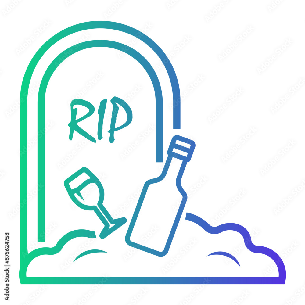 gravestone Line Gradient Icon gravestone Line Gradient Icon