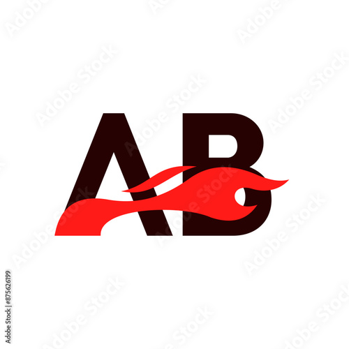 A B AB logo monogram with fire shape combination vector template, Graphic Alphabet Symbol for Corporate Business Identity