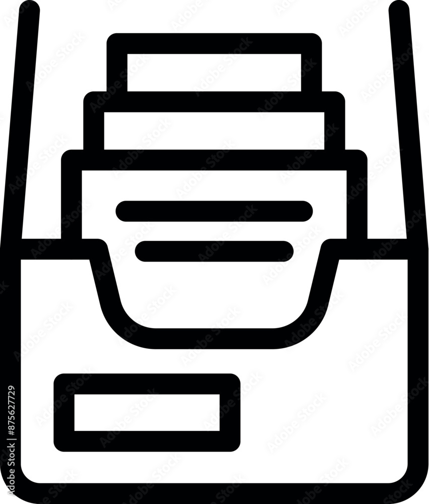 Icon of a full archive box, organizing and protecting important documents Icon of a full archive box, organizing and protecting important documents