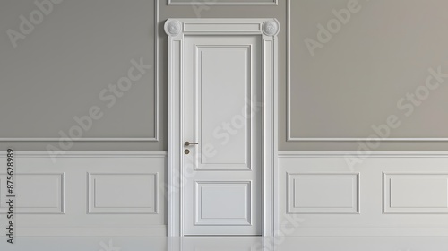 Classic White Door with Ornate Molding.