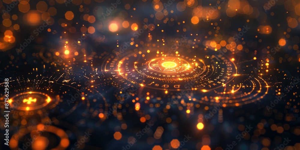 Obraz premium Glowing Abstract Circles with Symbol